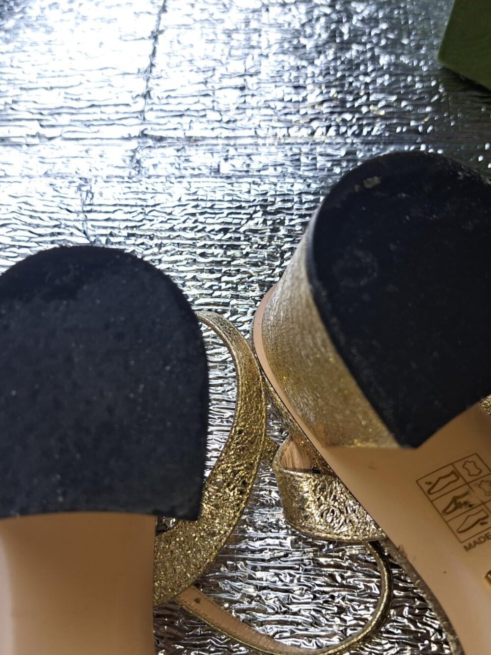 Gucci Marmont Block Sandals Size 37/6.5-7US GOLD - Picture 8 of 9